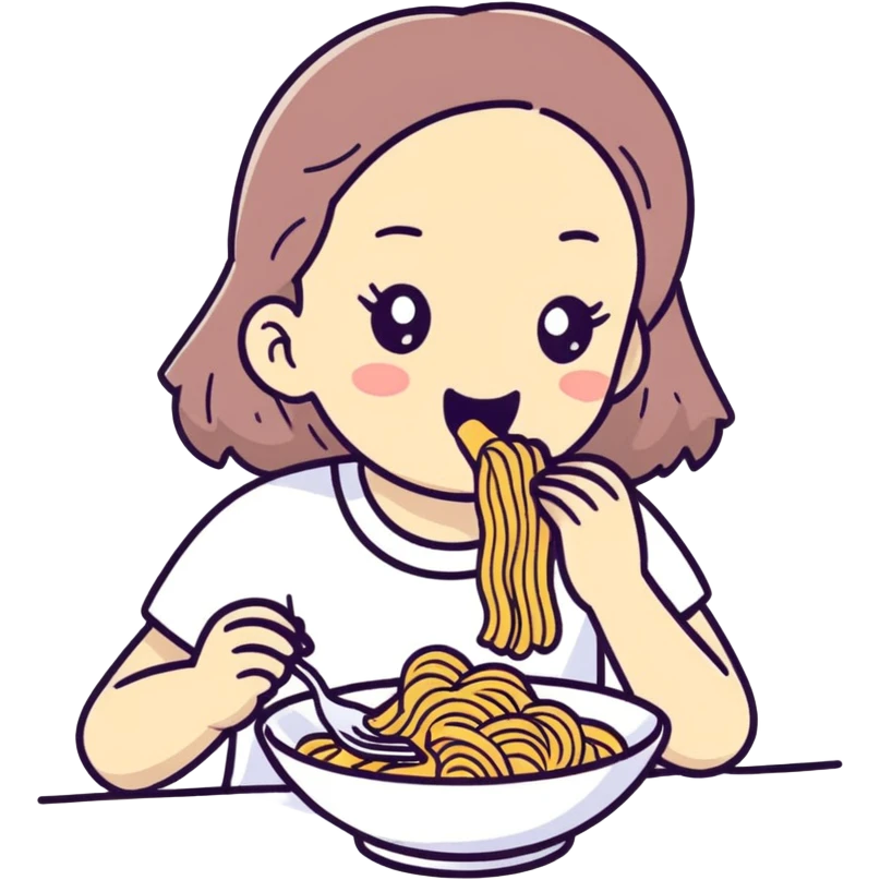 Girl eating pasta emoji