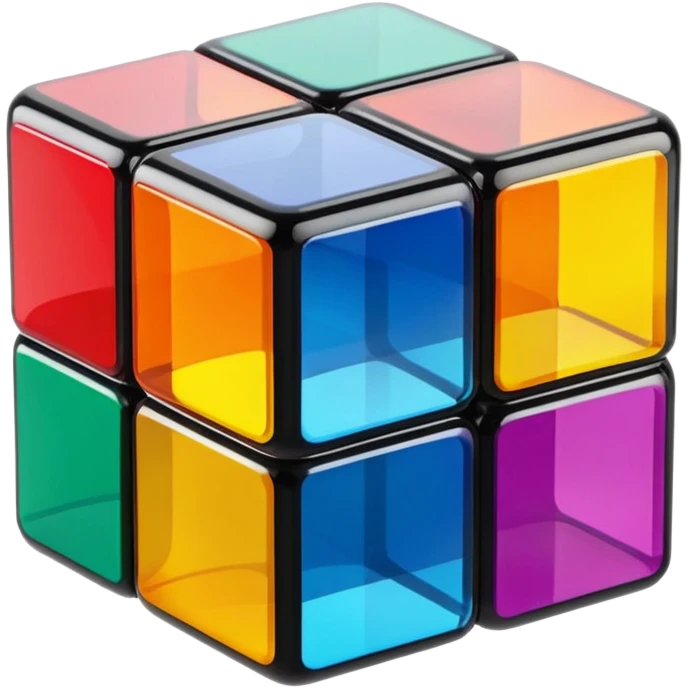 Transparent glass Rubix cube emoji