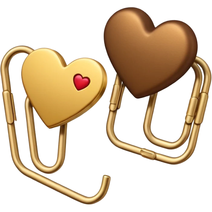one gold paperclip and one brown heart on top emoji
