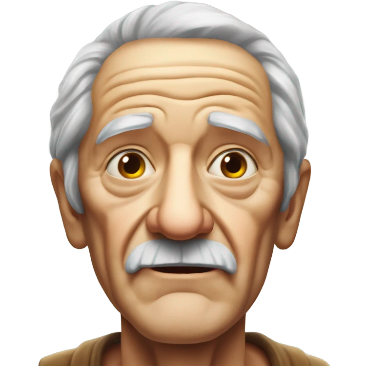 Hyper realistic old man face extremely deep wrinkles emoji