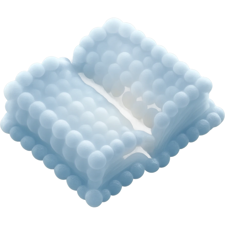 thick open book viewed from above, made entirely of small very bright white fluffy convex clouds, matte glass style emoji