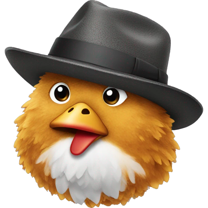 A chicken nugget wearing a fedora  emoji