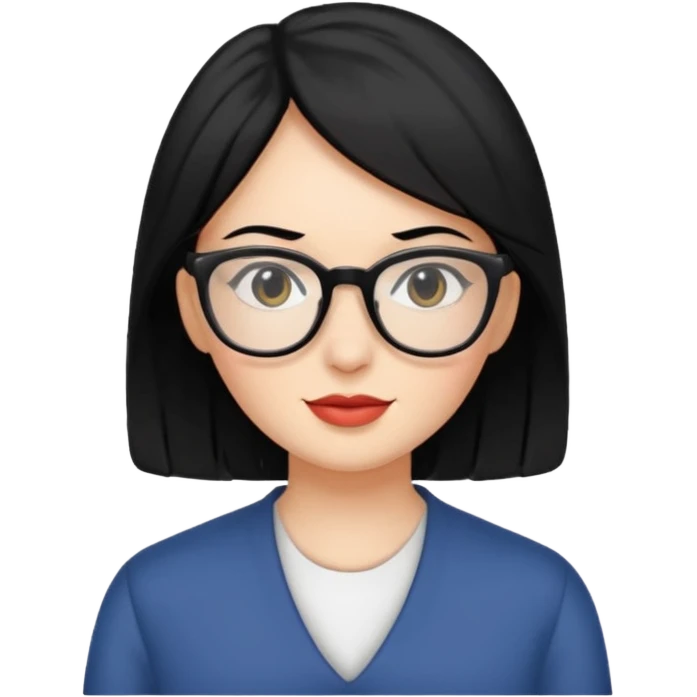 Mujer de pelo negro con lentes emoji