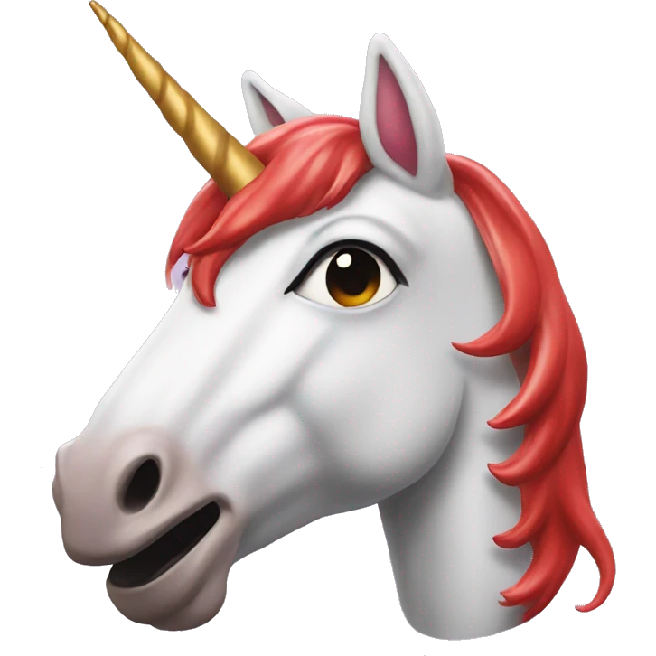 unicorn with read sauce all over the face emoji