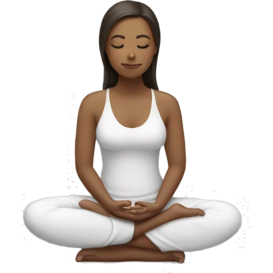 White brunette girl sitting meditating with her eyes closed emoji