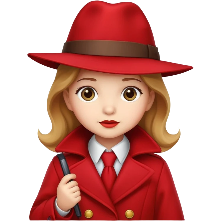 Baby Carmen Sandiego with red hat and coat, cute detective emoji
