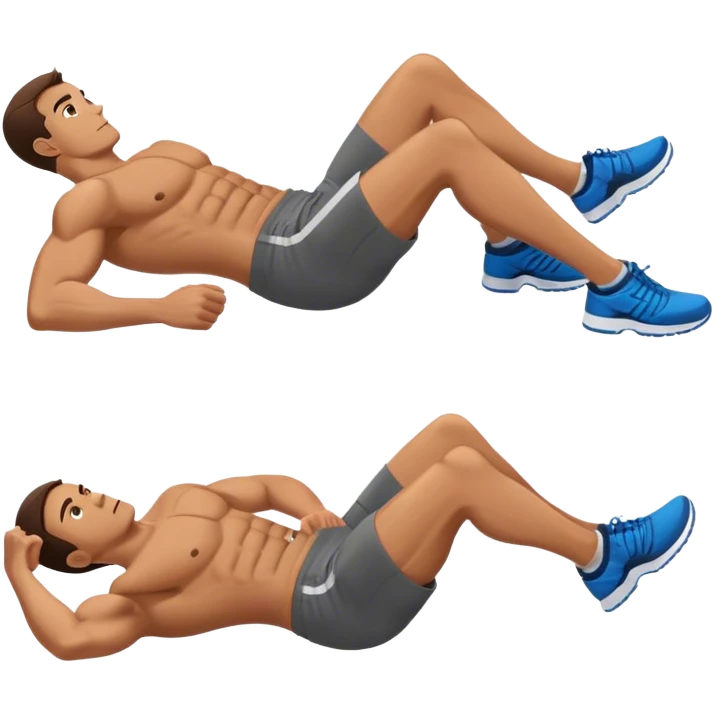 side-view of guy doing decline abdominal Crunches with sixpack emoji