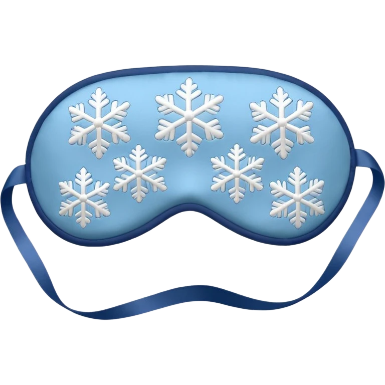 emoji of an isolated silky sleep mask with a small embroidered snowflake pattern, no eyes, no face, no character features, smooth satin texture with gentle shine, pastel grey-blue color, soft rounded shape, cozy winter pajama mood, soft shadows emoji