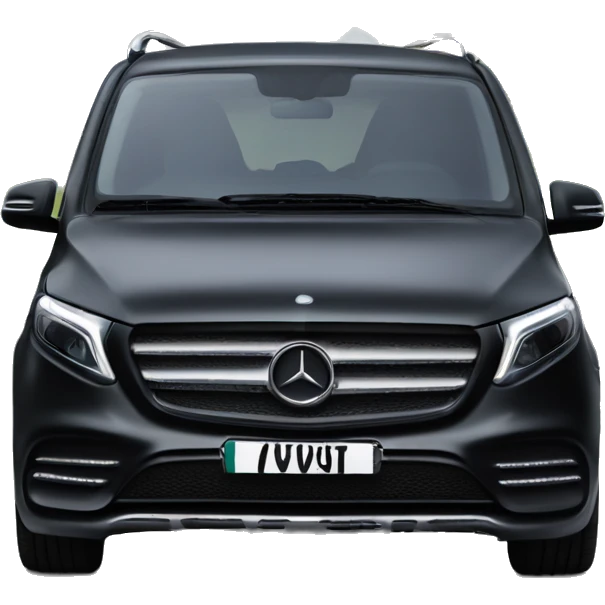 Black Mercedes EQV with "Sound 6" number plate emoji