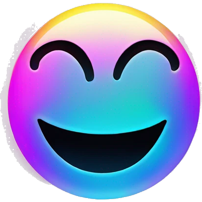 Iridescent neon smiley face  emoji