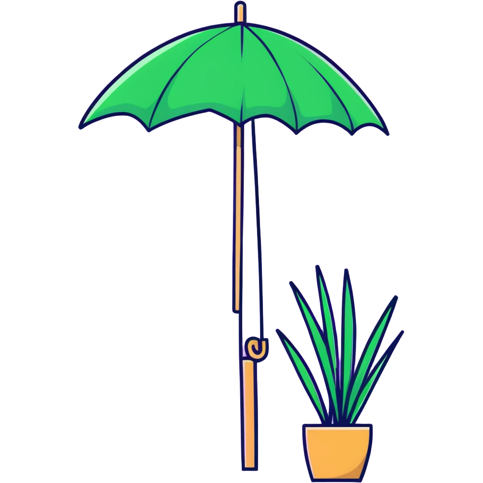 Tall reed-like papyrus plant with feathery tops, green stems and umbrella-shaped foliage emoji