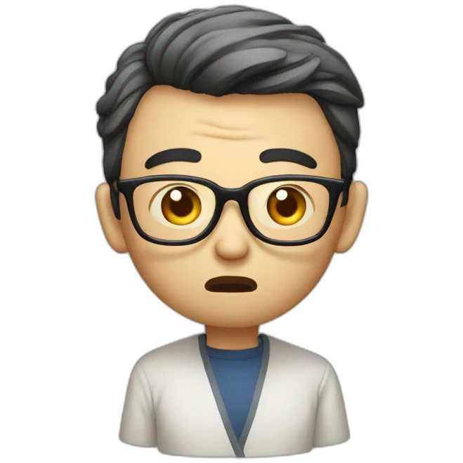 HongKong guy glasses worry face cigarette emoji