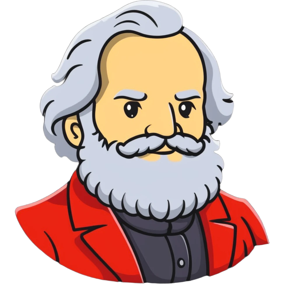 Karl Marx with a big beard, friendly expression emoji