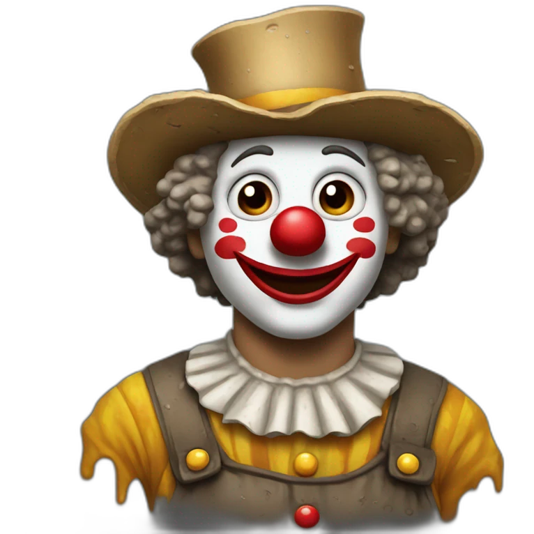 mud and dirt covered clown emoji
