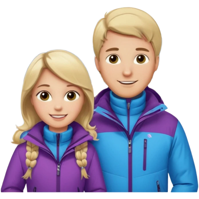 blonde guy with chubby brown hair grey eyes girl in ski 🎿 resort emoji