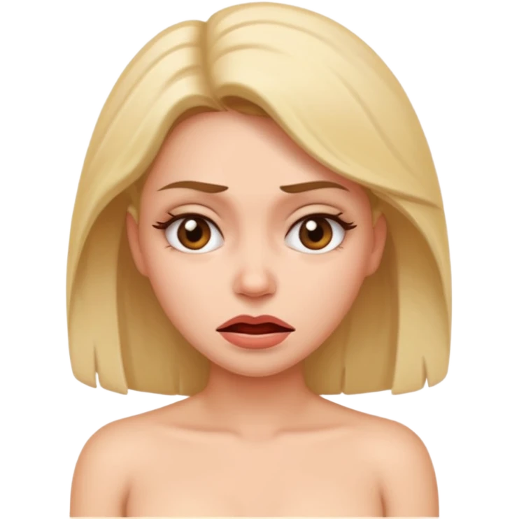 A sexy lady making unhappy face, naked emoji