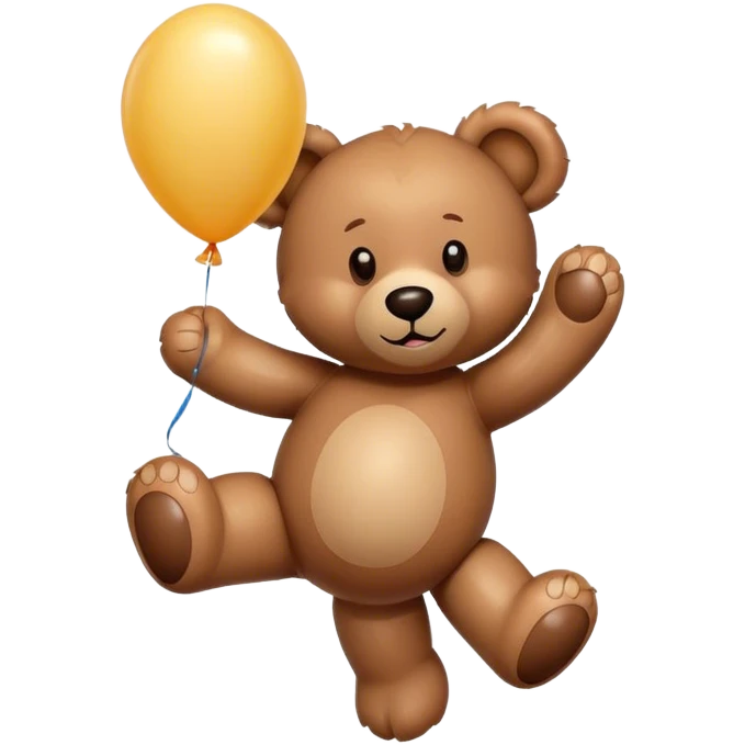Brown Teddy floating up with one balloon in his paw emoji