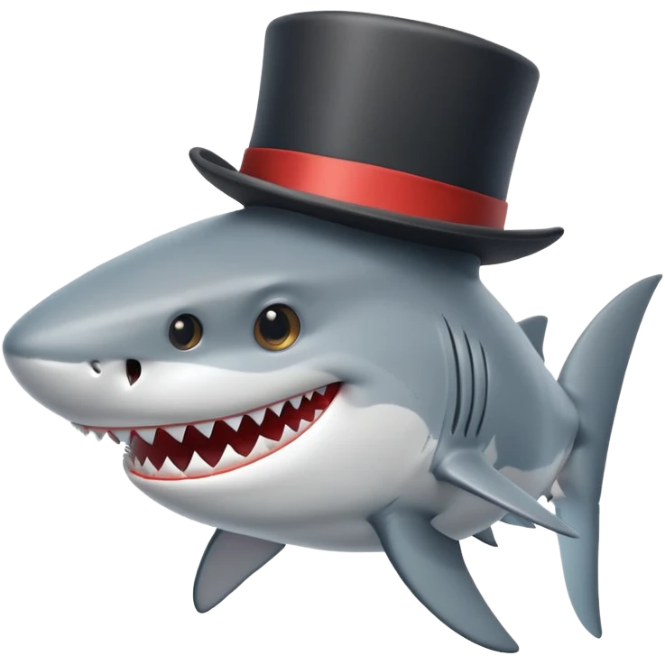 Shark with a top hat emoji