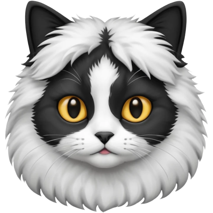 Cute cat black and white stain emoji
