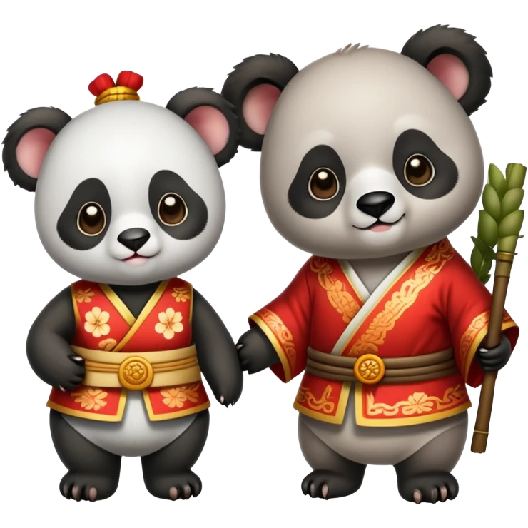 Panda and koala wearing traditional Chinese clothing emoji