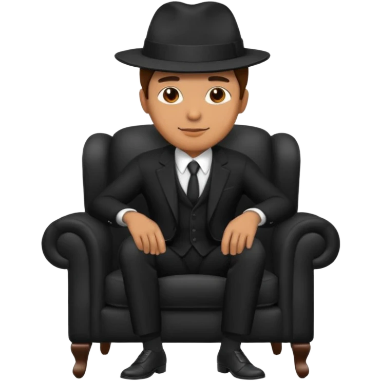 mafia in hat, armchair, black emoji