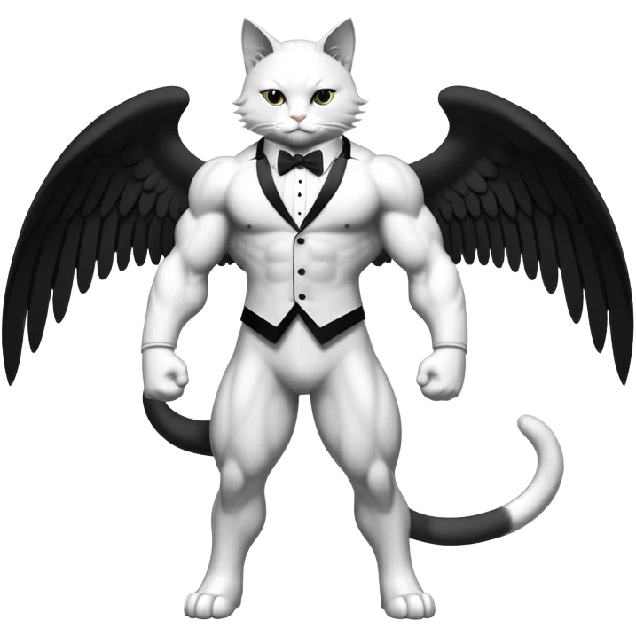 Divine god angel Omni Black and white Super muscular Buff sigma Gigachad cat full body tuxedo colored  emoji