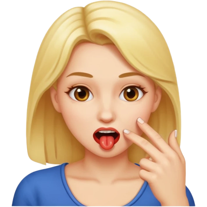 Una mujer mordiendose el dedo emoji