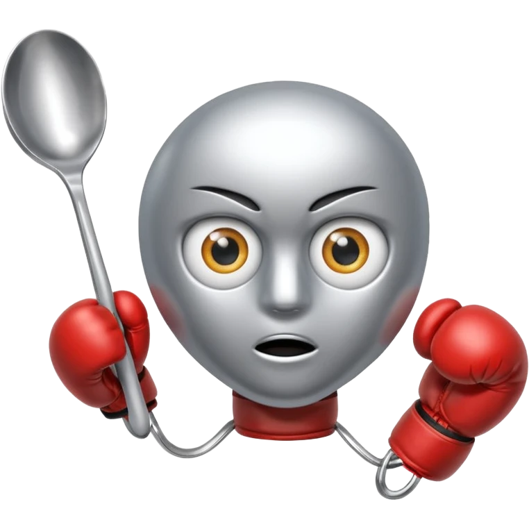 a spoon with the handle, with eyes and boxe gloves emoji