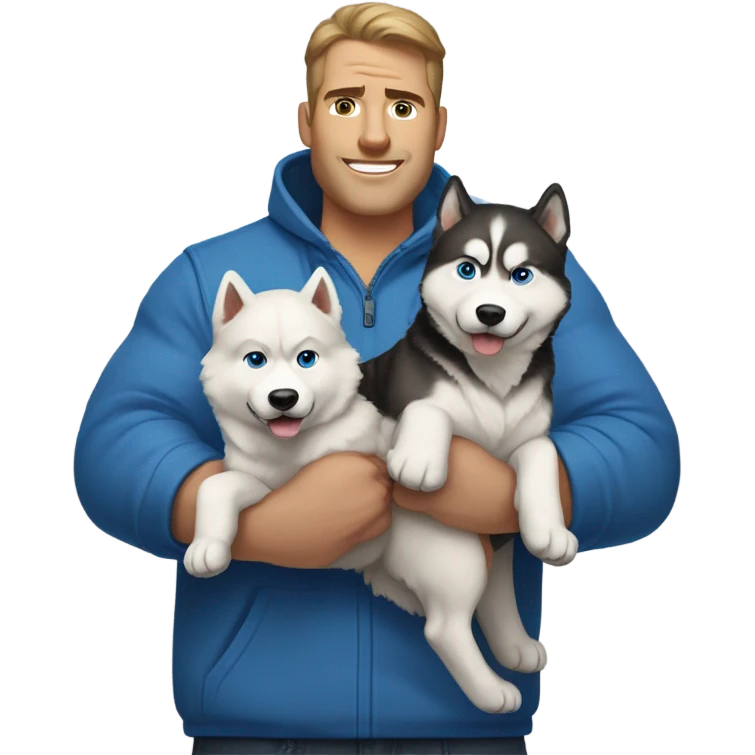 Family of two White men and a Husky emoji