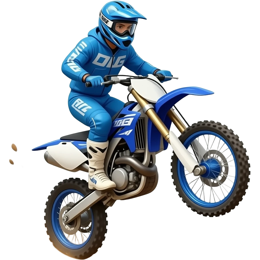 Blue jumping dirt bike racer emoji