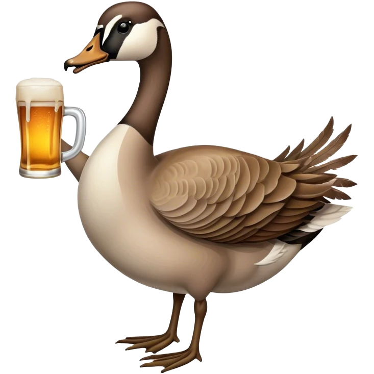 Canadian goose holding a beer emoji