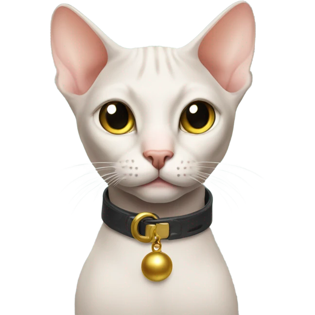 hairless cat with collar and bell  emoji