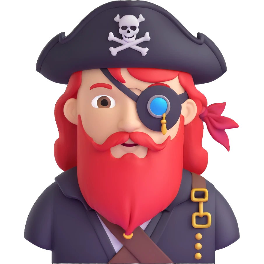 pirate captain with eye patch and hat emoji