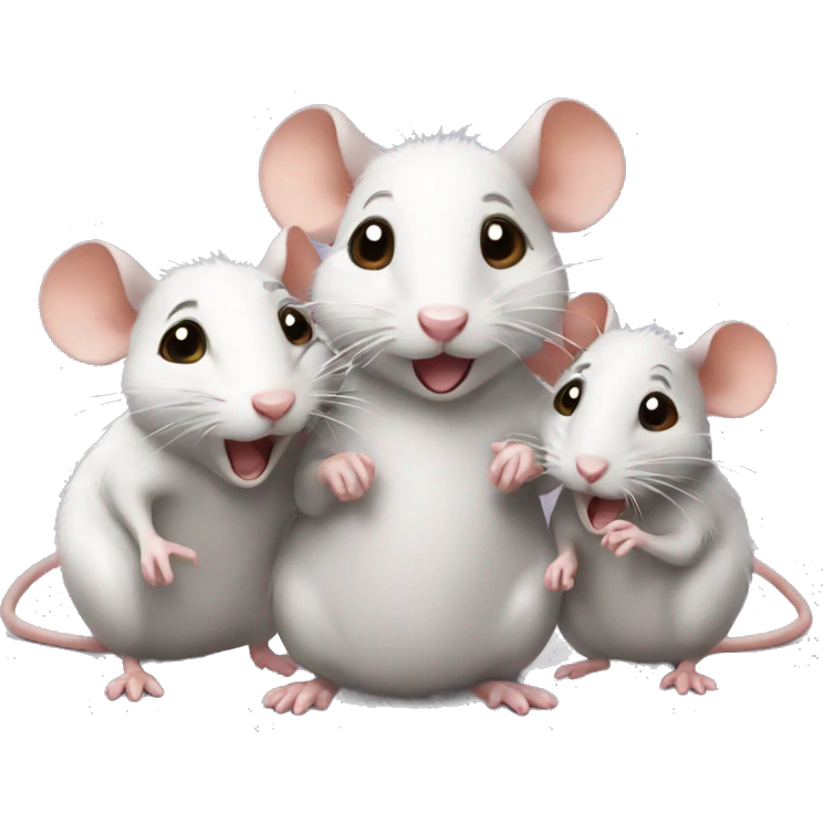Three cute rats talking to each other emoji