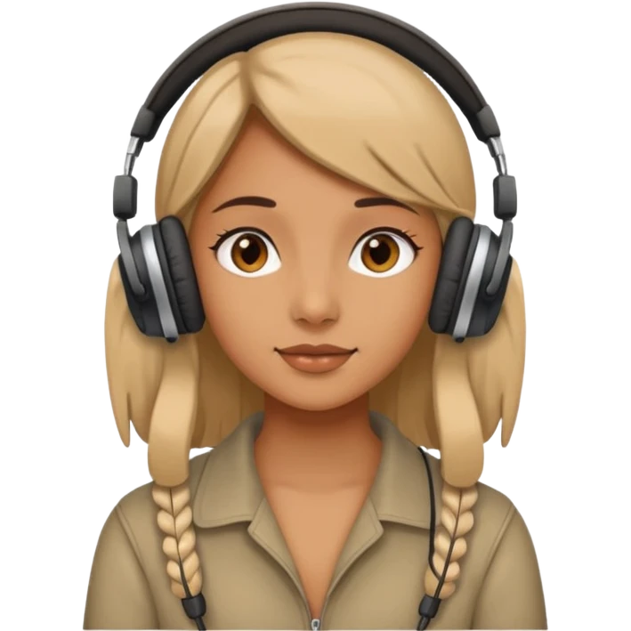 Girl wearing old headphones  emoji