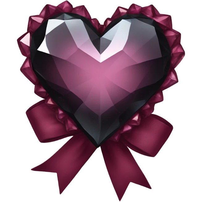 crystal black heart with burgundy bow emoji