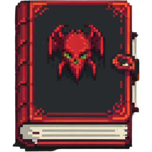 red cursed book in pixel art style emoji
