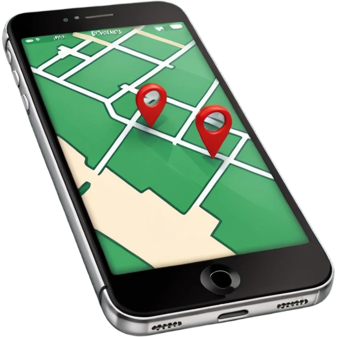 dark green geotag pointing to map on dark green iphone display emoji