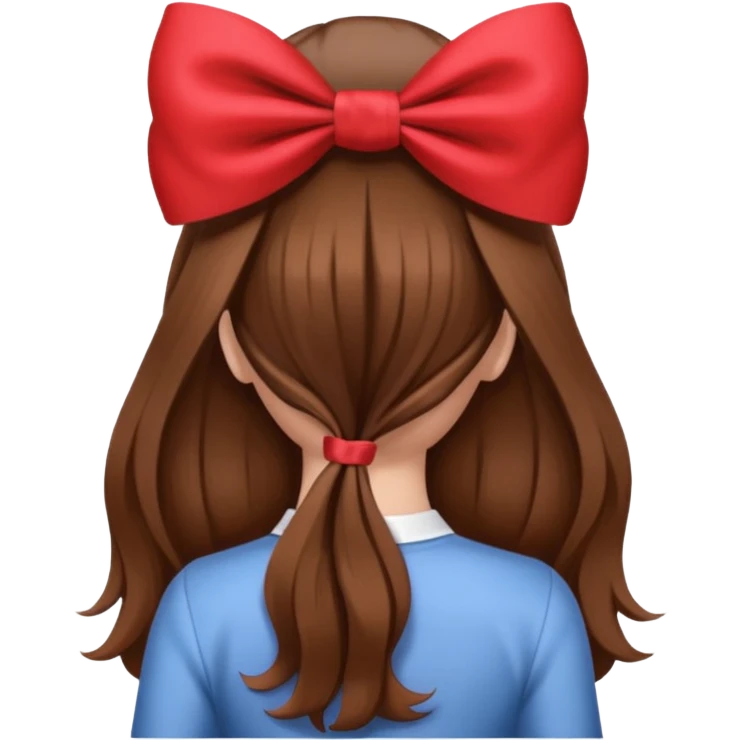 girl from behind with long brown hair with bow c emoji