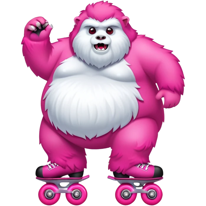 fat rainbow pink red yeti roller skating  emoji