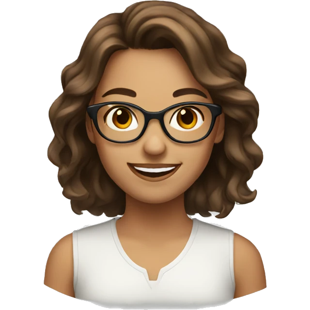 Brown hair happy girl glasses emoji
