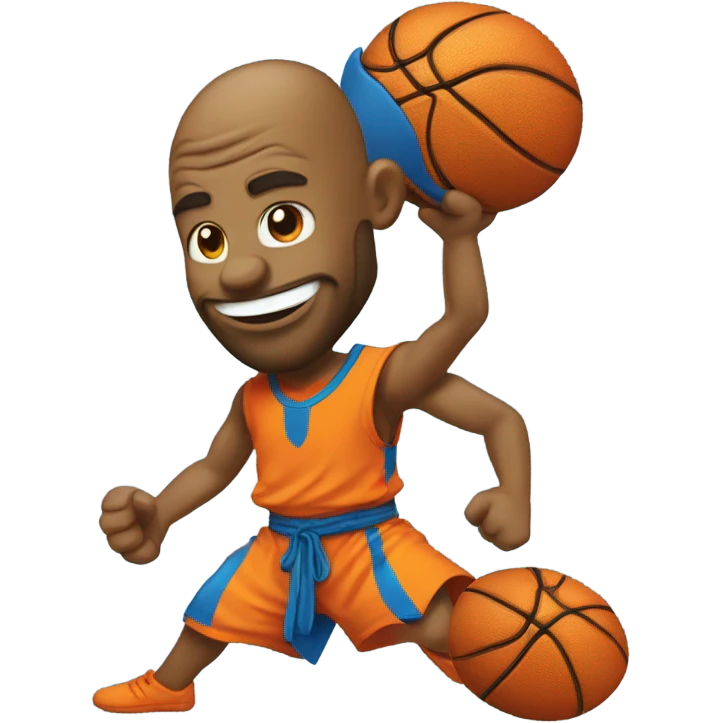 A blue and orange basketball God! emoji