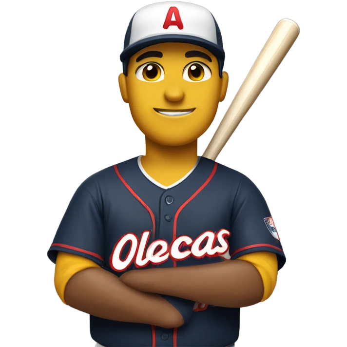 A baseball player with a jersey that says Olmecas emoji