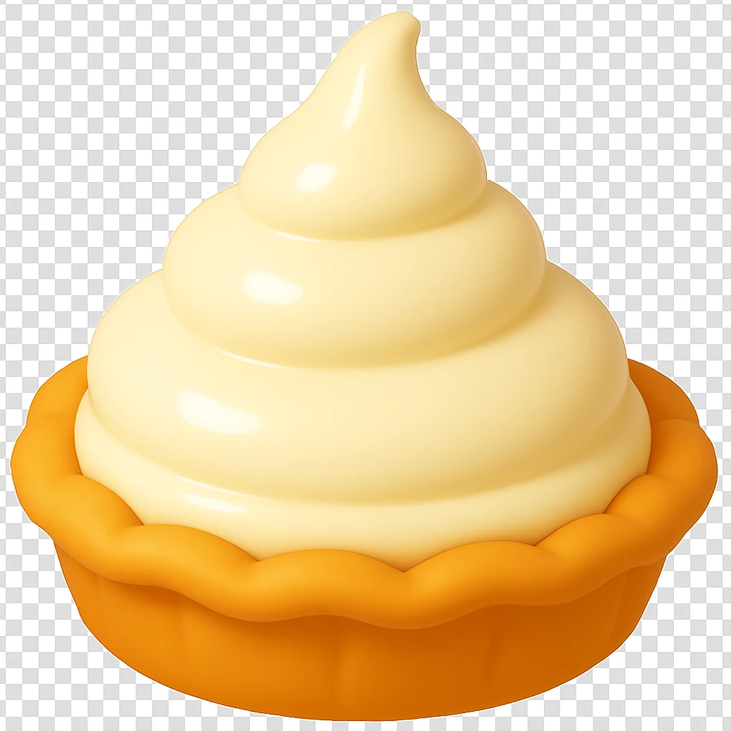 Frame 1 of 15: Intact cream pie, no splatter, playful 3D emoji style, golden brown crust, same angle as reference emoji