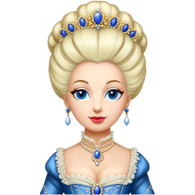 Cinematic Realistic Marie Antoinette Portrait Emoji, depicted as an opulent royal figure with elegant attire and a graceful poised expression, rendered with rich textures and soft lavish lighting that captures her historical allure. emoji