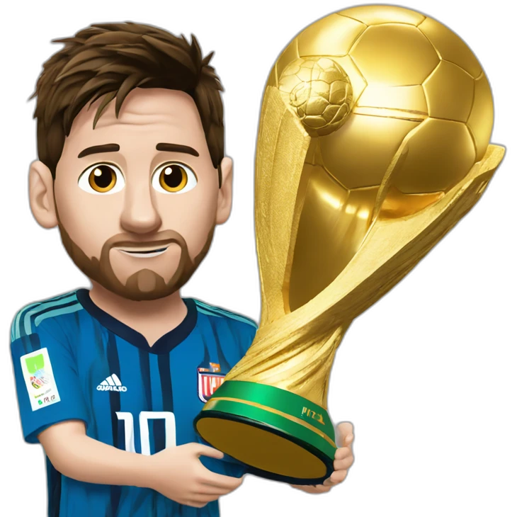 LIONEL MESSI WONDERING TO WORLD CUP TROPHY emoji