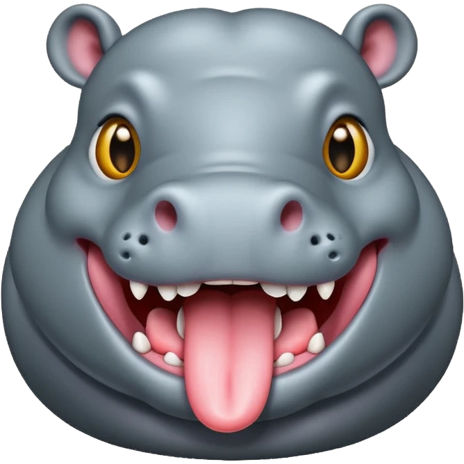 hippo with tongue sticking out emoji