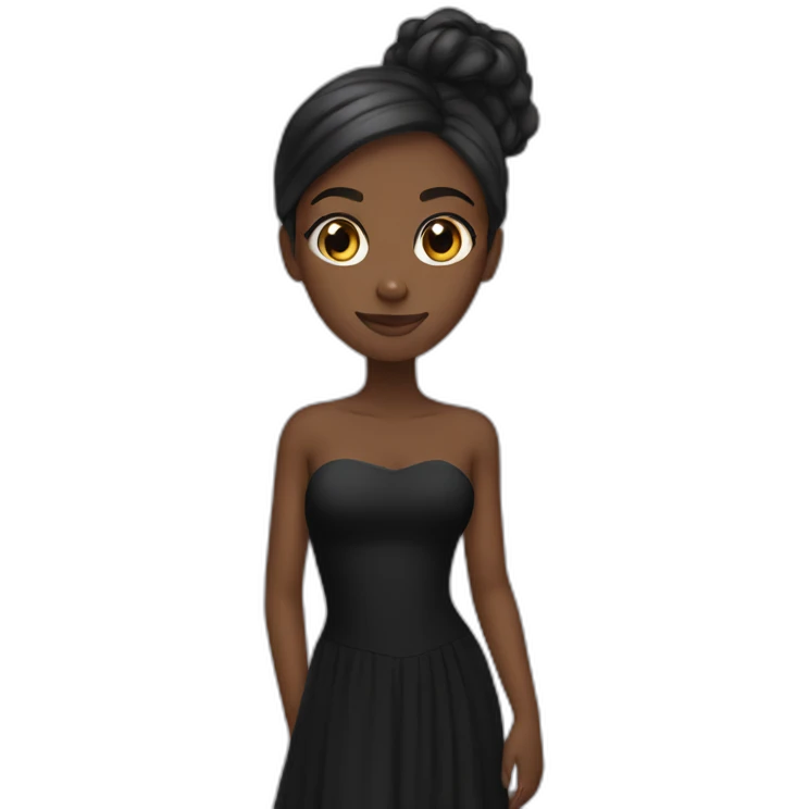 Black girl with long black dress emoji