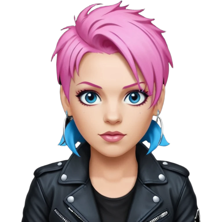 P!nk Singer with pink hair, blue eyes emoji