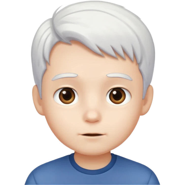 pure white hair, cute mature Boy emoji